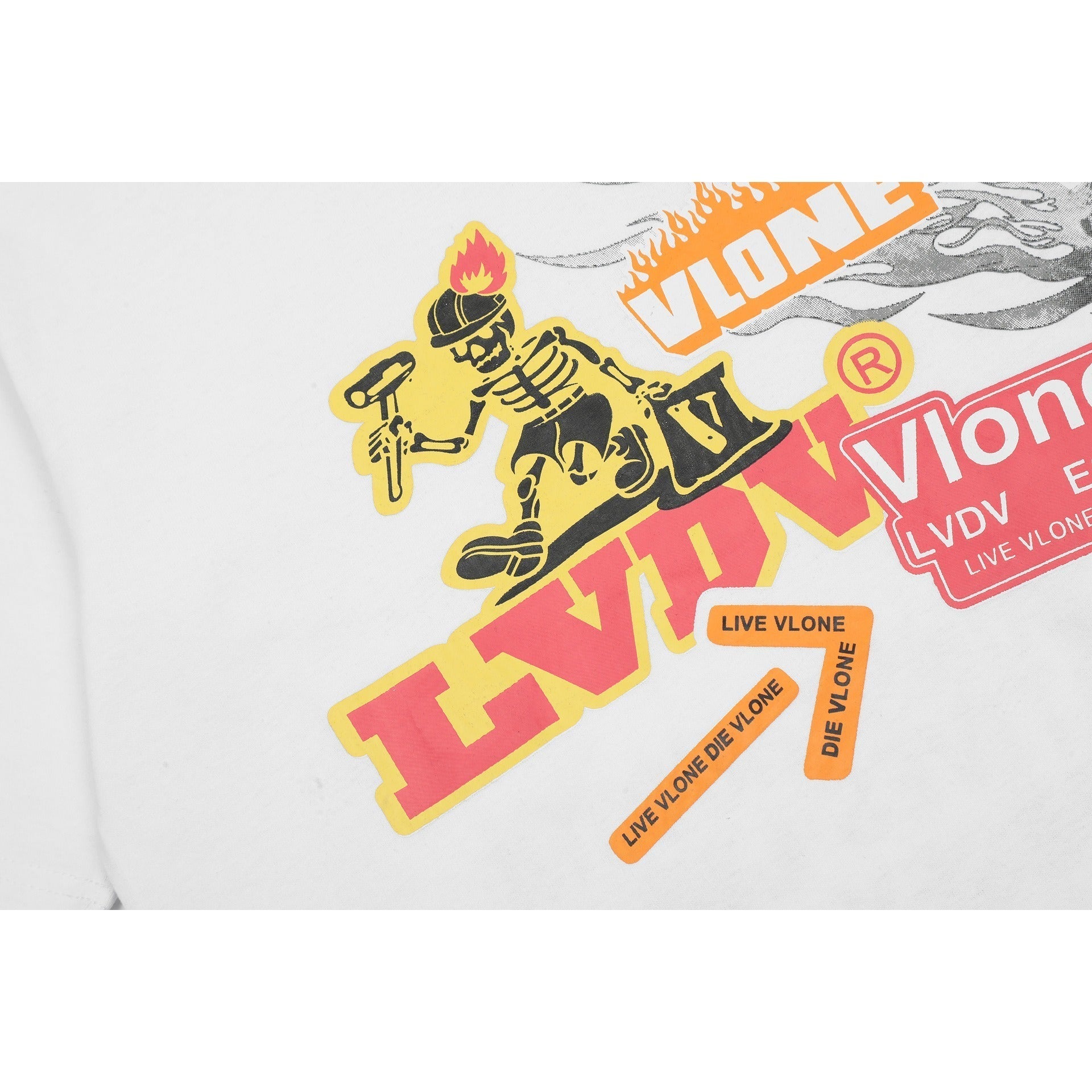 Vlone T Shirt Spring Summer Cartoon Pattern Letter Crew Neck
