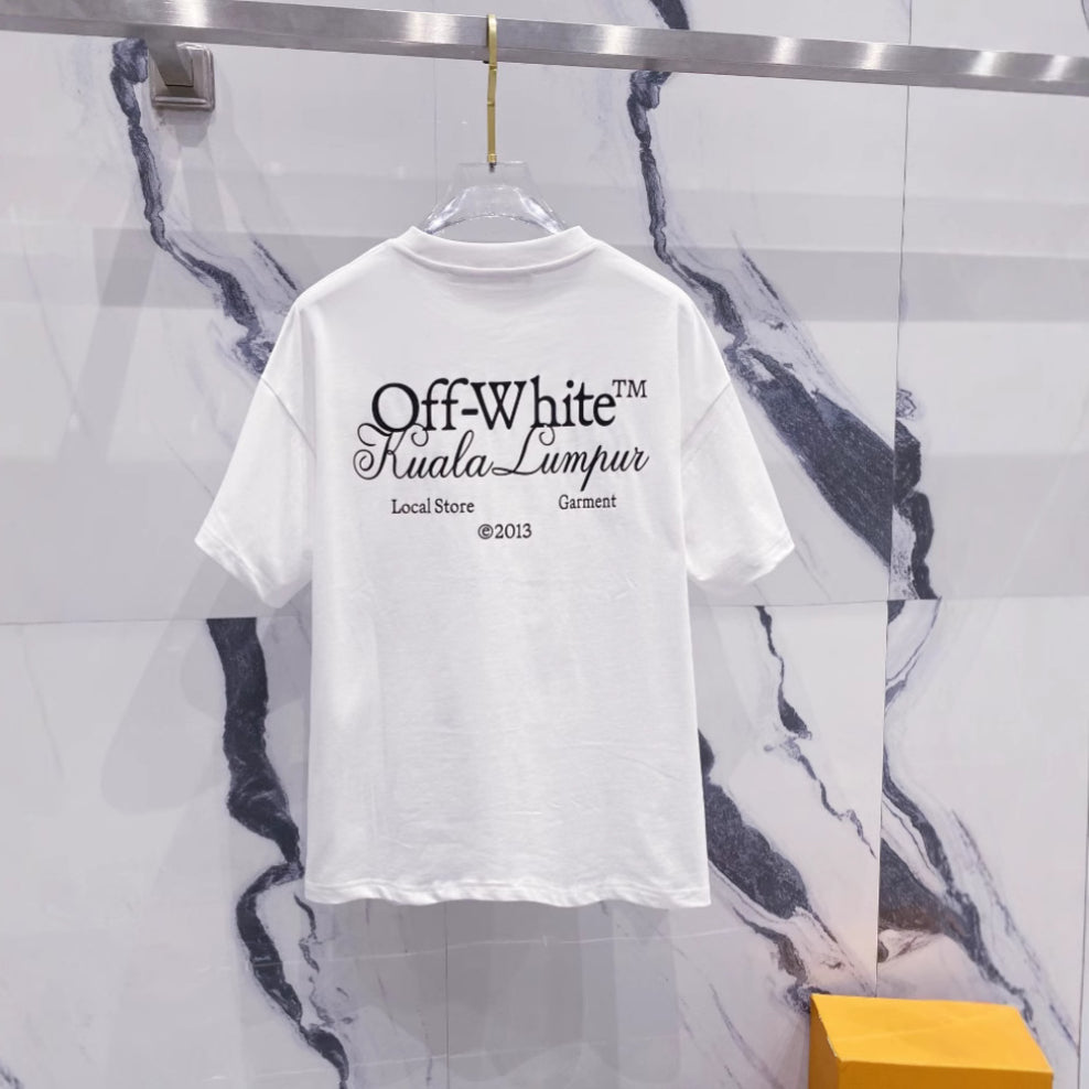 Off White T Shirts OW Signature Letter Pattern Crew Neck Pullover Short Sleeves