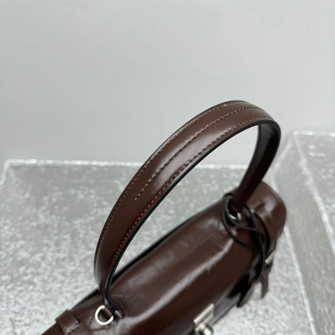 ＰＲＤＡ MEDIUM LEATHER HANDBAG DARK BROWN