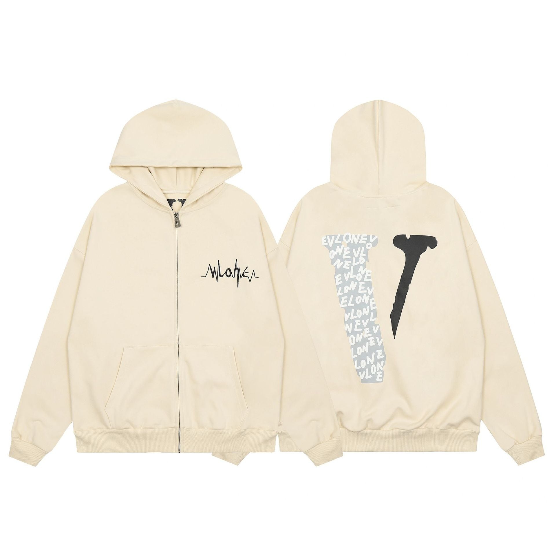 Vlone Hoodie autumn and winter electrocardiogram big V letter