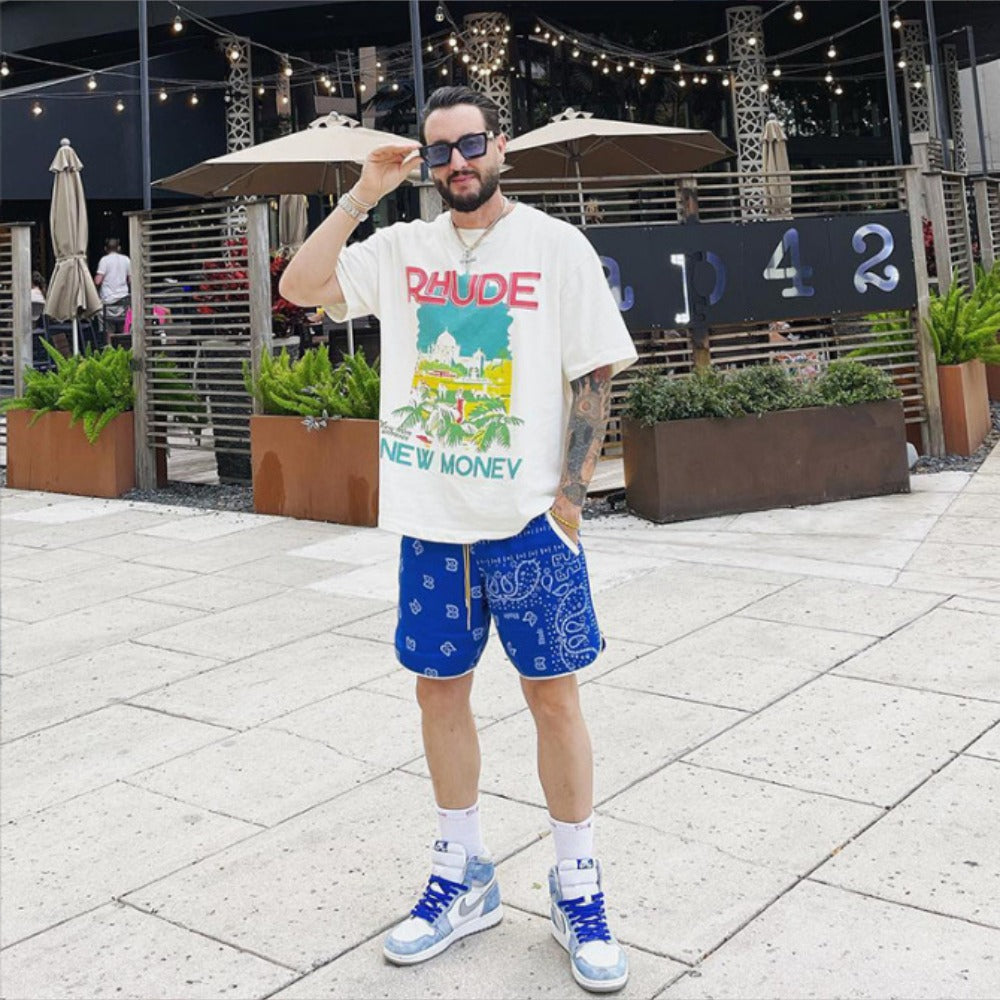 Rhude T Shirt Castle Coconut Letter Print Short Sleeve T-Shirt