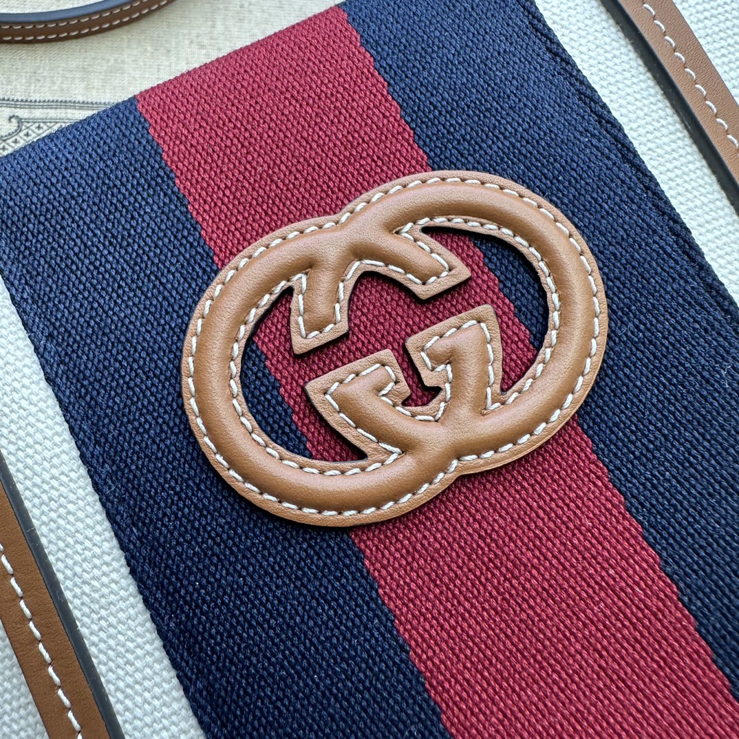 ＧＣＣＩIVORY CANVAS WEB INTERLOCKING G TOTE SMALL