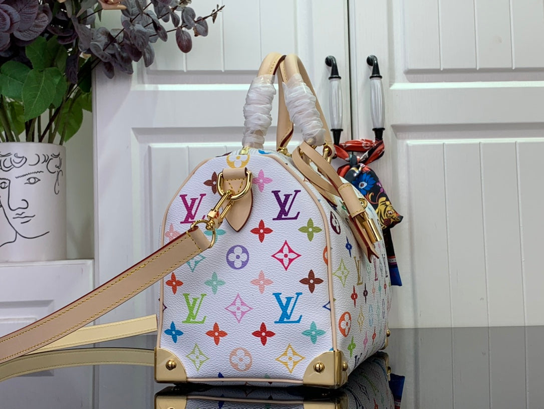 ＬＳ ＶＴＴＯＮ X TAKASHI MURAKAMI SPEEDY BANDOLIERE 25 WHITE MULTICOLORED