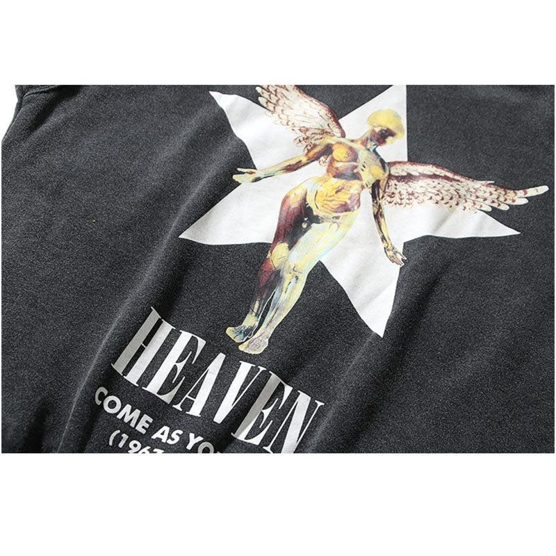 Nirvana Hoodie False Perception Angel Embroidery Distressed Cut Hooded Sweater