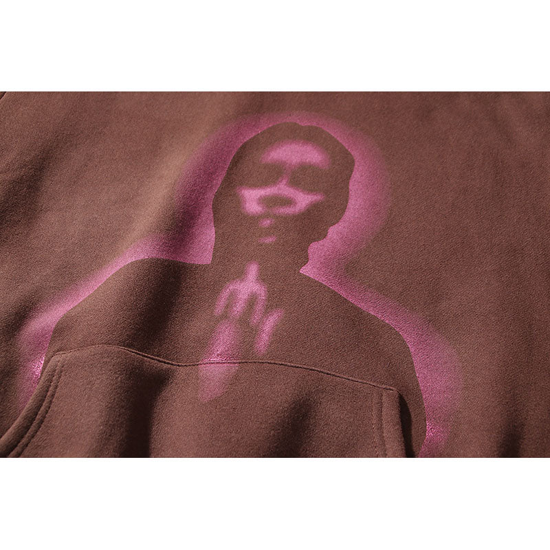 Kanye West Sunday Service Hoodie Portrait And Spider Print Brown Hoodie