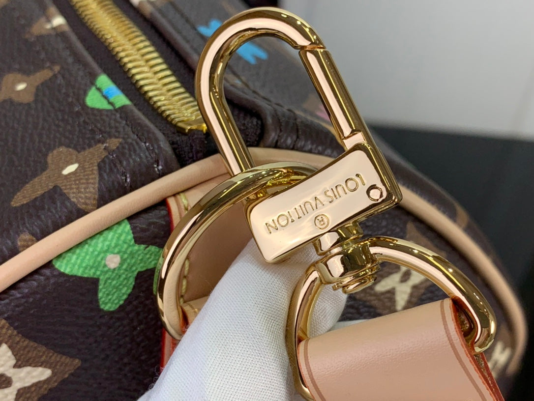 ＬＳ ＶＴＴＯＮ x YAYOI KUSAMA KEEPALL BANDOULIÈRE 45 BROWN