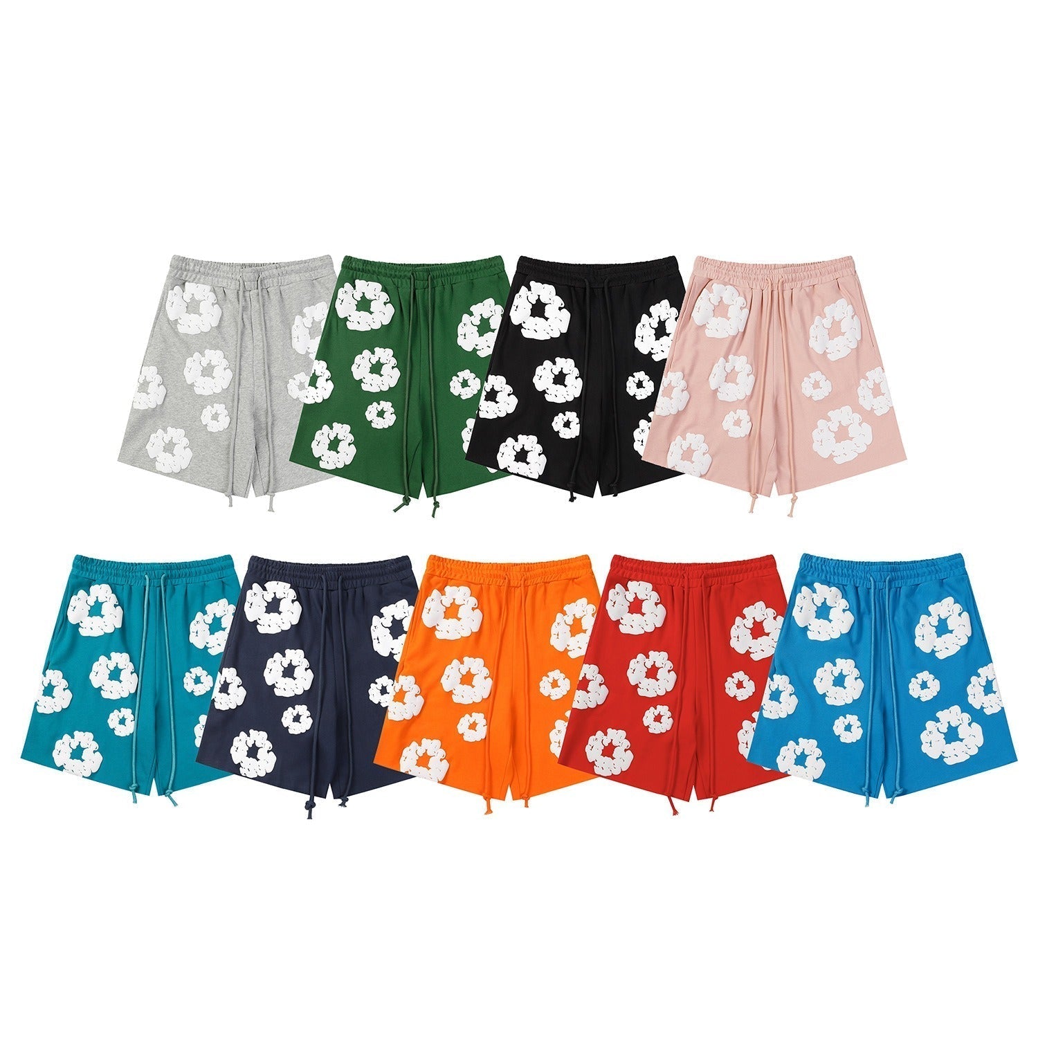 Denim Tears Outfit:T Shirt/Shorts (Separate Purchase Options) Puff Print Short Sleeve T-shirt Loose Couple Shorts Suit