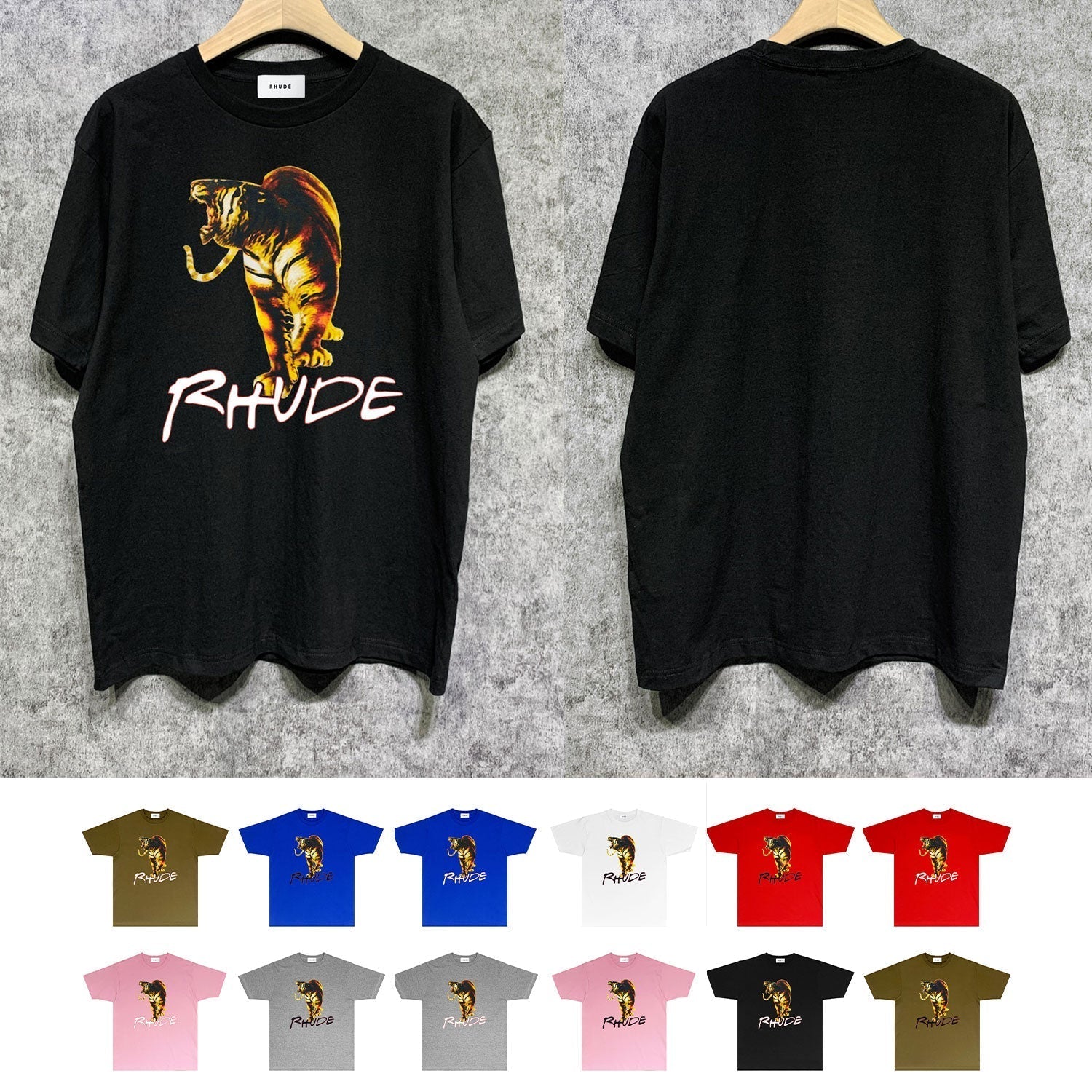 Rhude T Shirts Printed Trendy Pure Cotton