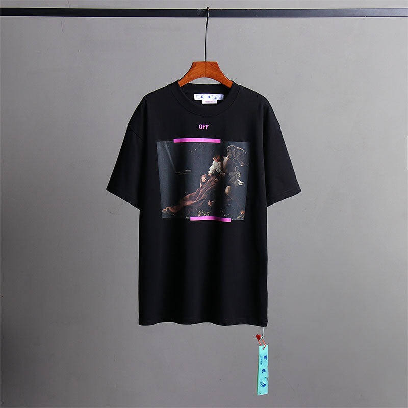 Off White T Shirts Religious Angel Oil Painting Short Sleeves