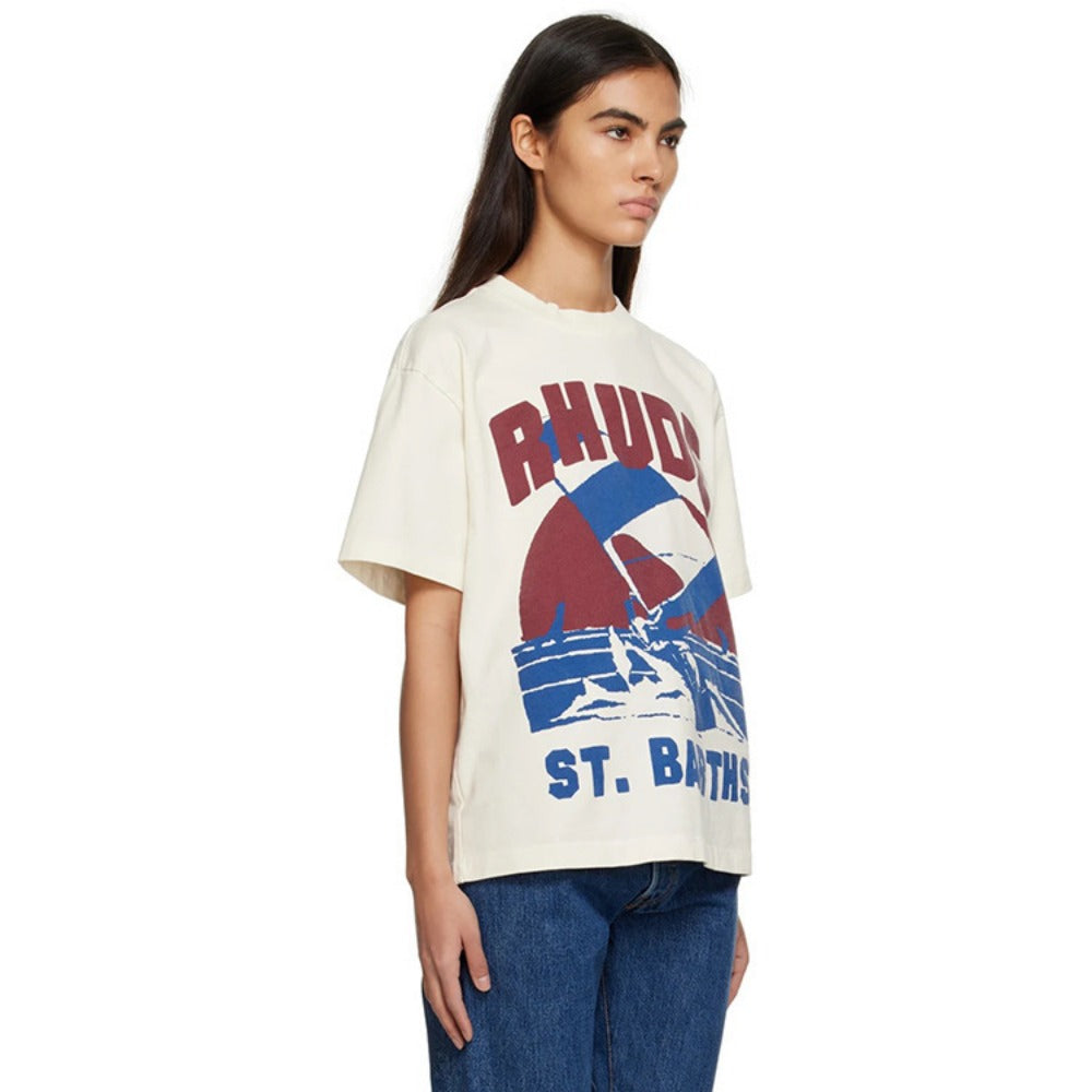Rhude T Shirt Sailing Surfing Letter Print Short Sleeve T-Shirt