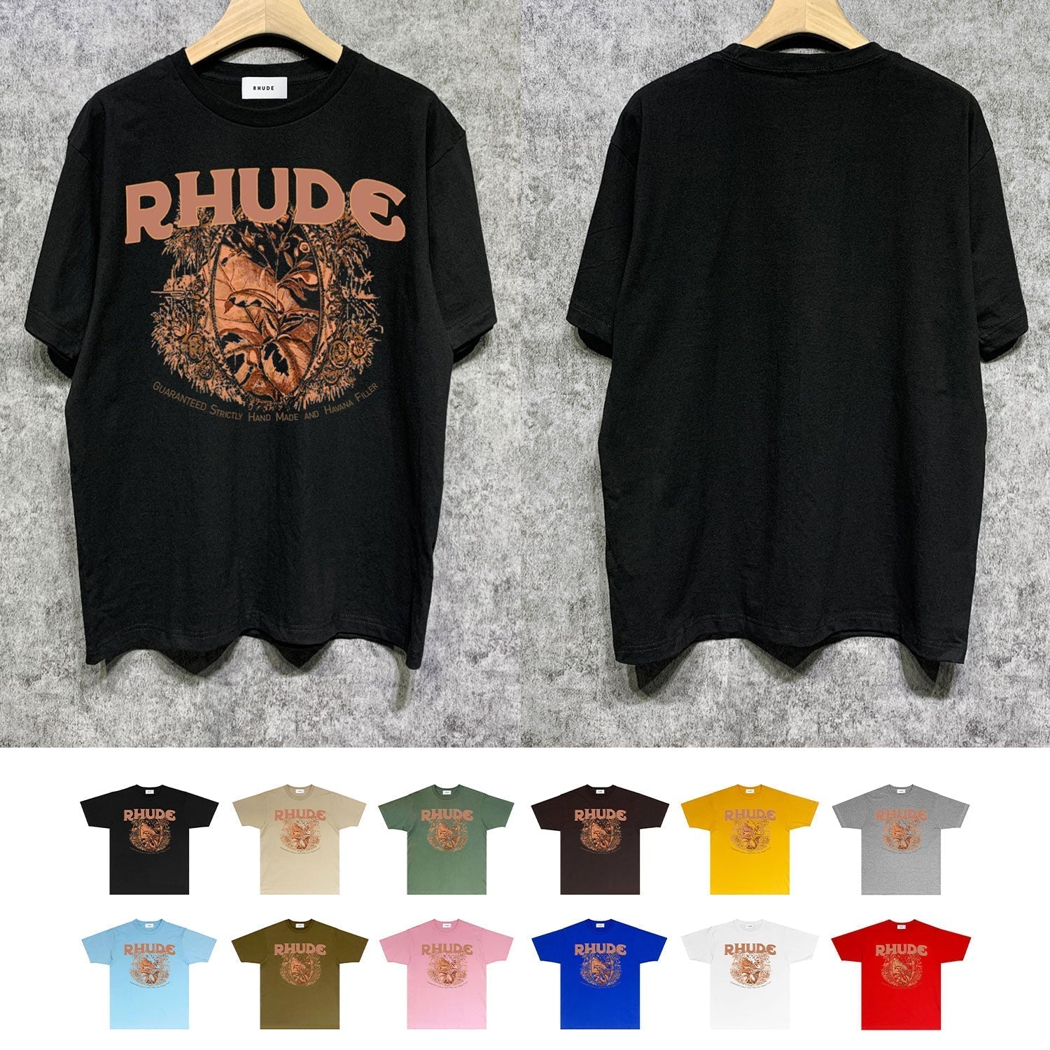 Rhude T Shirts Printed Trendy Pure Cotton