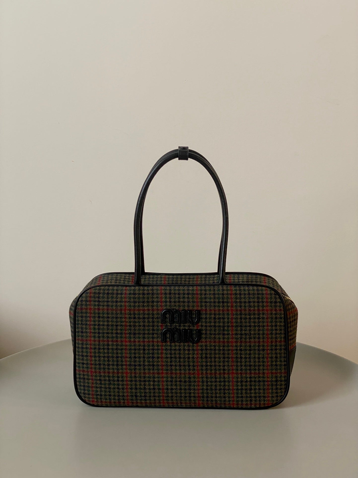 ＭＩ ＭＵ BEAU TARTAN TOP HANDLE BAG