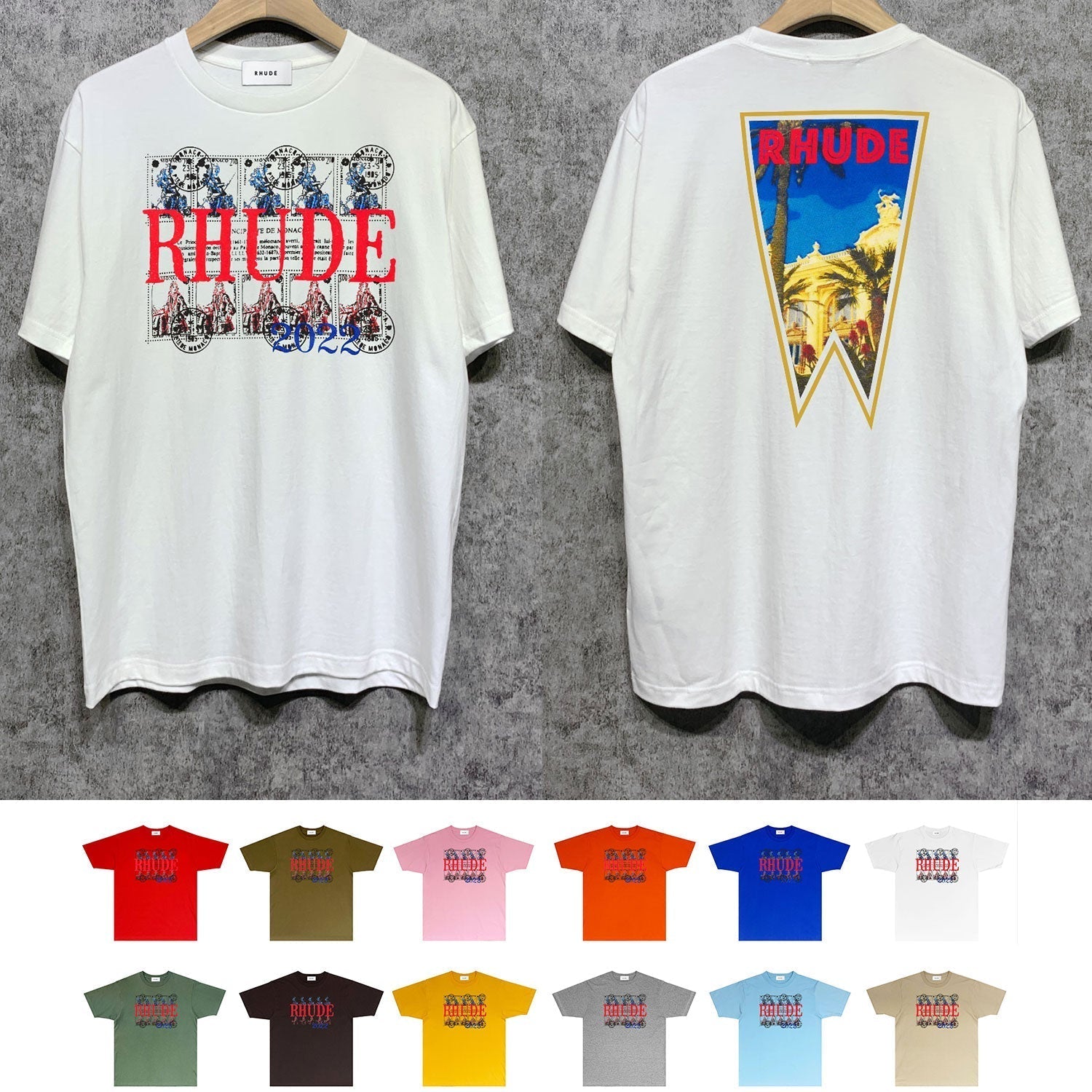 Rhude T Shirts Printed Trendy Pure Cotton