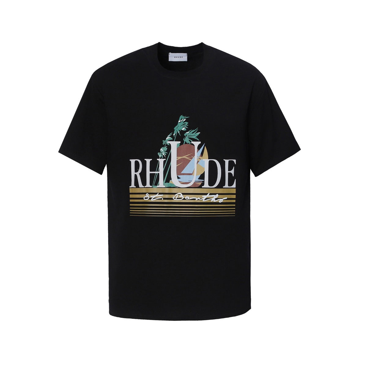 Rhude T Shirt Sailing Coconut Tree Print Short Sleeve T-Shirt