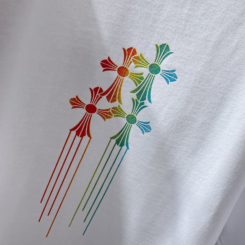 Chh Chrome Hearts T Shirts Color Ink Splashing Graffiti Sports Loose Short Sleeve T-Shirt