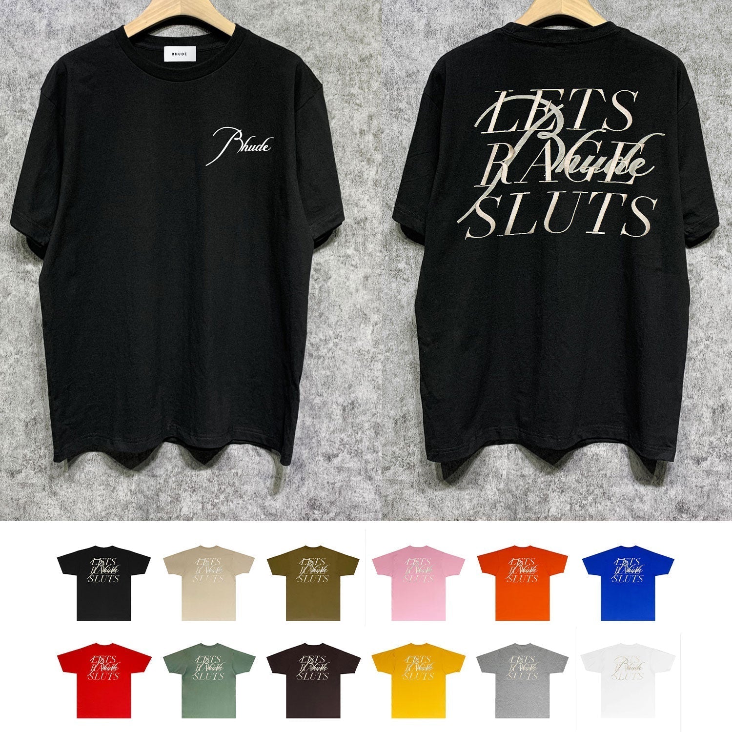 Rhude T Shirts Printed Trendy Pure Cotton