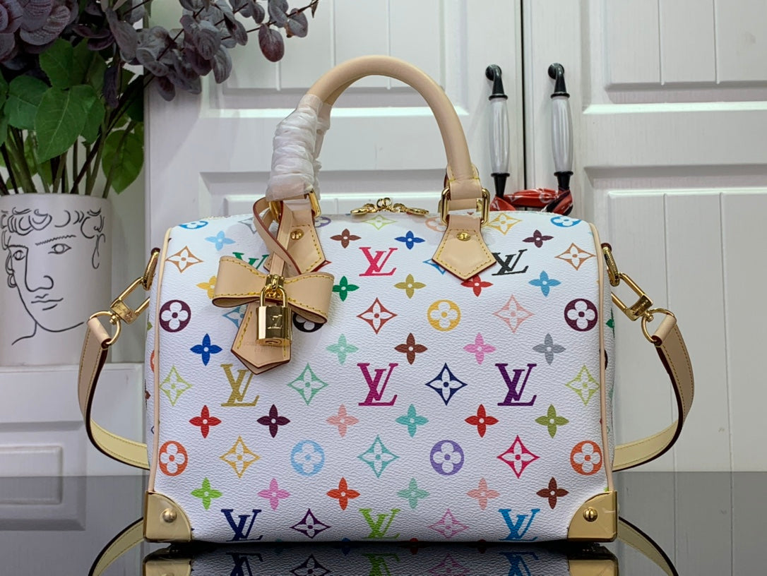 ＬＳ ＶＴＴＯＮ X TAKASHI MURAKAMI SPEEDY BANDOLIERE 25 WHITE MULTICOLORED