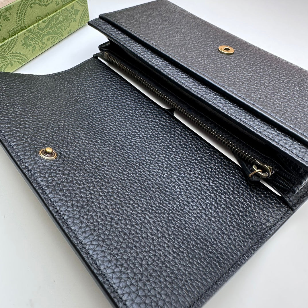 ＧＣＣＩMARMONT BLACK LEATHER WALLET ON CHAIN BLACK