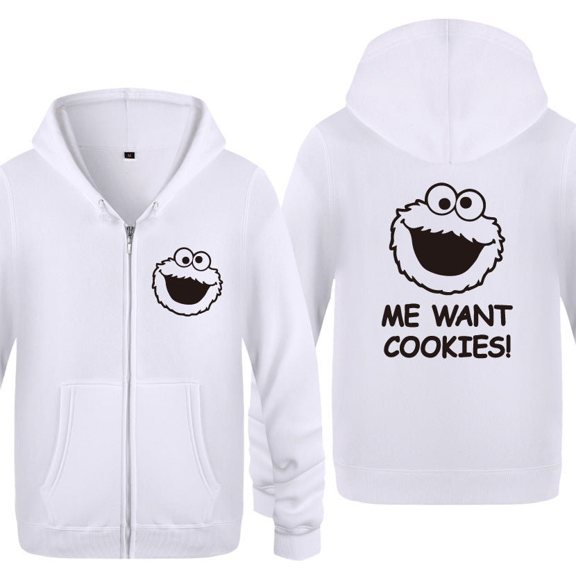 Cookies Hoodie Zipper Sweater Cardigan Cookie Monster