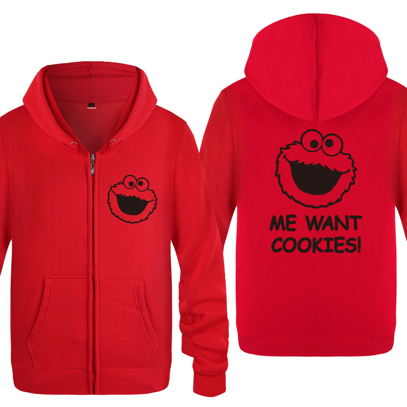 Cookies Hoodie Zipper Sweater Cardigan Cookie Monster