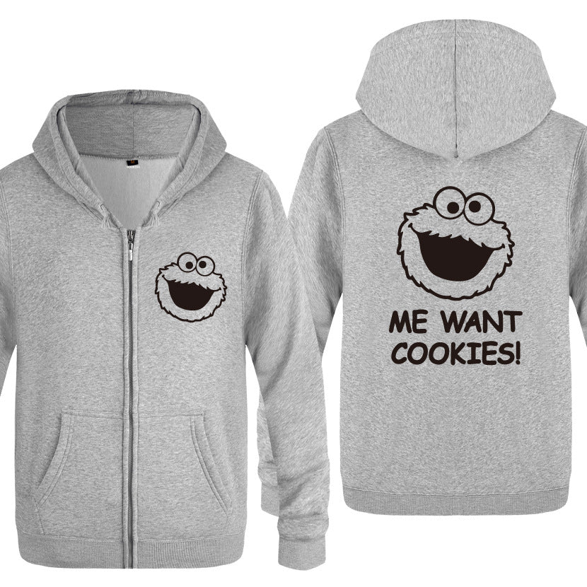 Cookies Hoodie Zipper Sweater Cardigan Cookie Monster