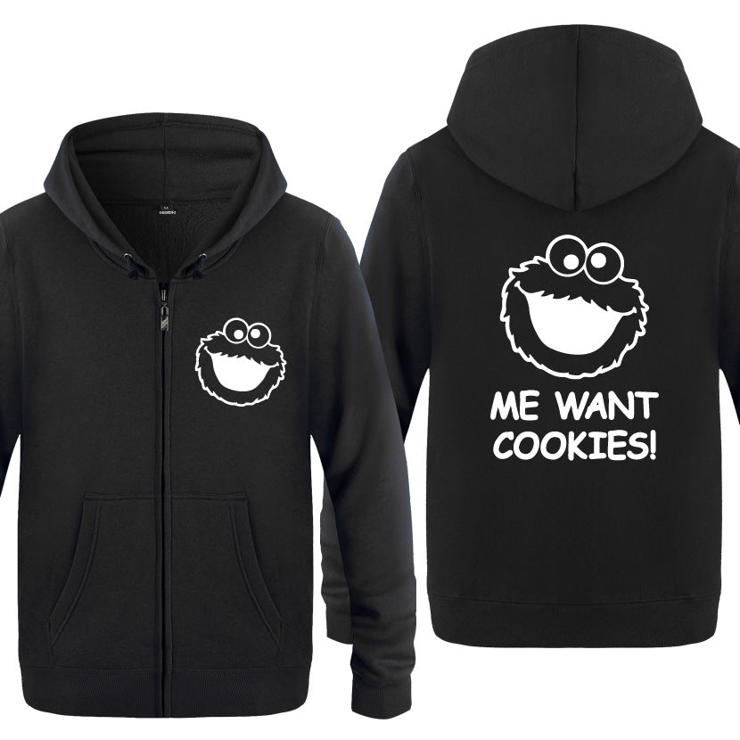 Cookies Hoodie Zipper Sweater Cardigan Cookie Monster