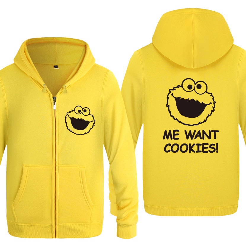 Cookies Hoodie Zipper Sweater Cardigan Cookie Monster