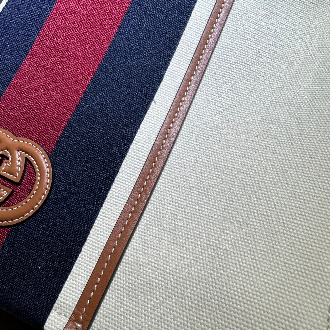 ＧＣＣＩIVORY CANVAS WEB INTERLOCKING G TOTE LARGE