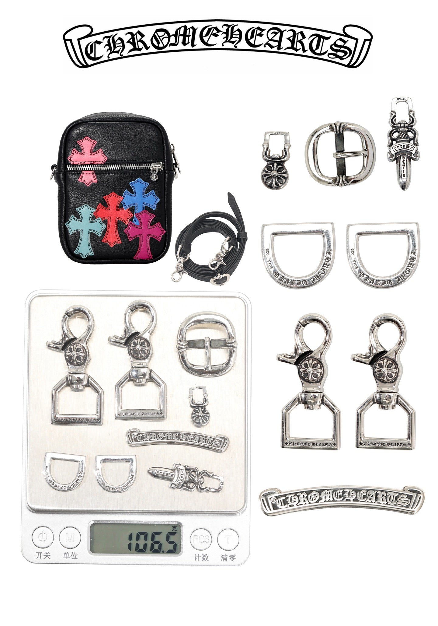 ＣＨＲＭ ＨＲＴＳ MULTICOLOR CROSS PATCH TAKA MINI BAG BLACK