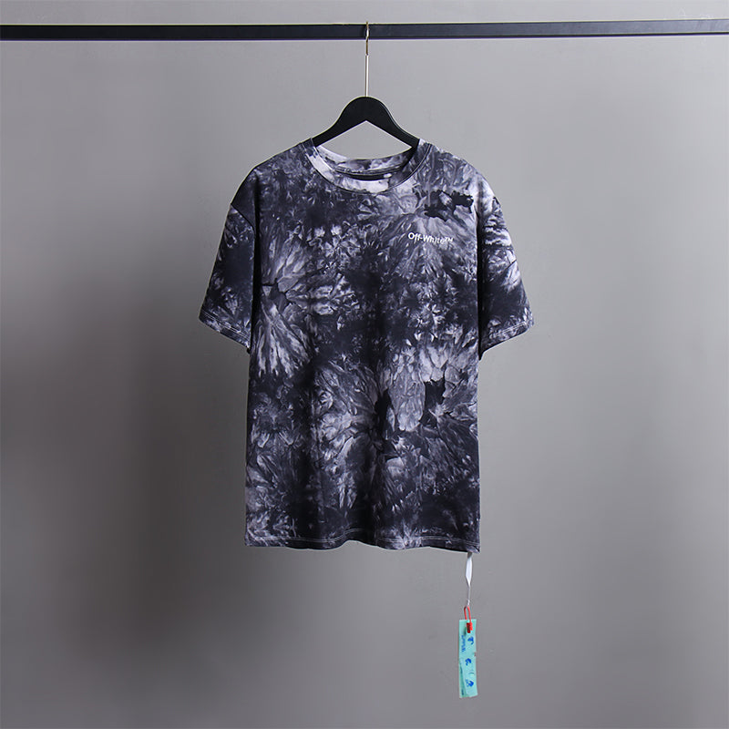 Off White T Shirts Tie-Dye Process Loose Men'S And Women'S Same Style Pure Cotton Short Sleeves