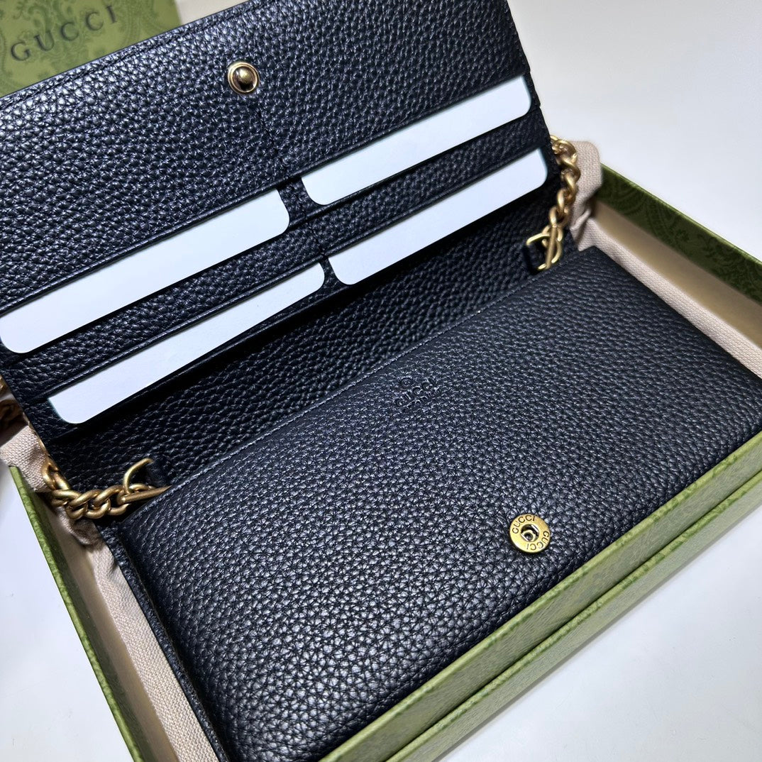 ＧＣＣＩMARMONT BLACK LEATHER WALLET ON CHAIN BLACK