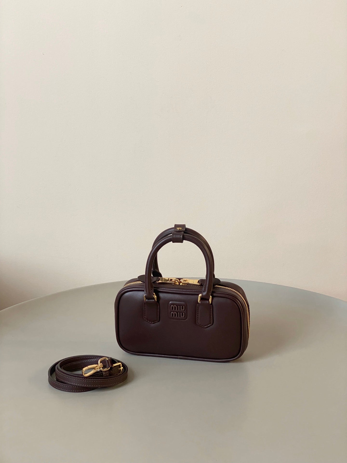 ＭＩ ＭＵ ARCADIE LEATHER MINI-BAG BRIARWOOD