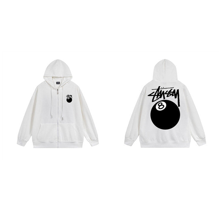 Stussy Hoodie Zip-Up Cardigan Fleece Hooded Sweater