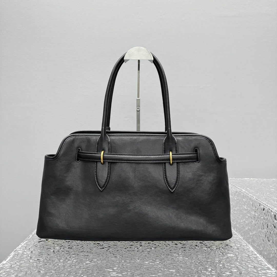 ＭＩ ＭＵ AVENTURE LEATHER TOTE BAG BLACK
