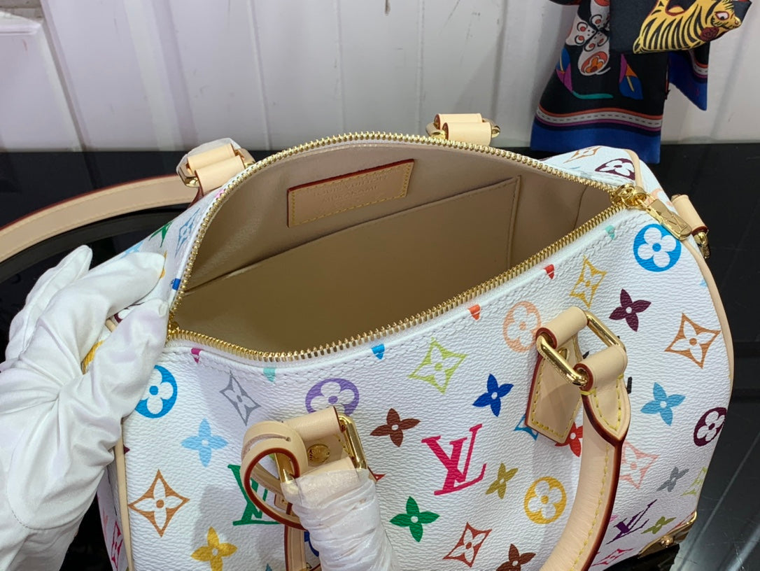 ＬＳ ＶＴＴＯＮ X TAKASHI MURAKAMI SPEEDY BANDOLIERE 25 WHITE MULTICOLORED