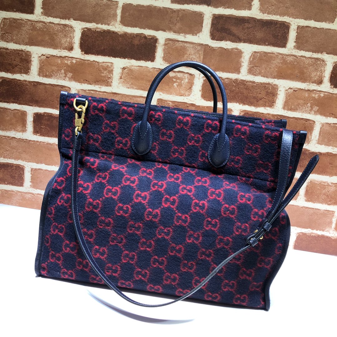 ＧＣＣＩ GG WOOL BLUE/RED TOTE BAG