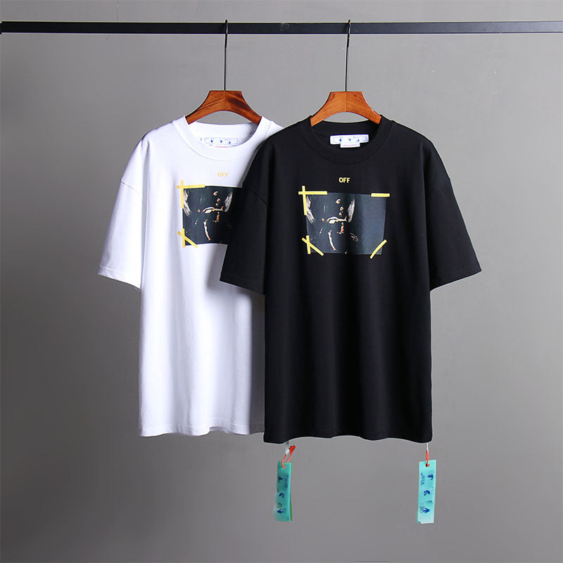 Off White T Shirts Religious Angel Oil Painting Short Sleeves