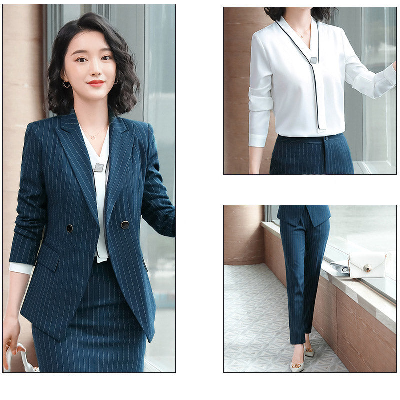 Interview Suit Women Autumn and Winter Long Sleeve Striped Suit Jacket for Women