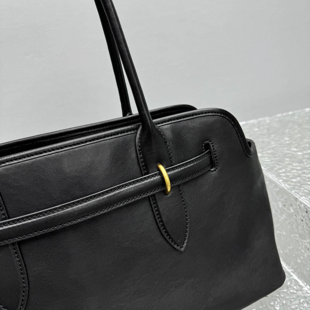 ＭＩ ＭＵ AVENTURE LEATHER TOTE BAG BLACK