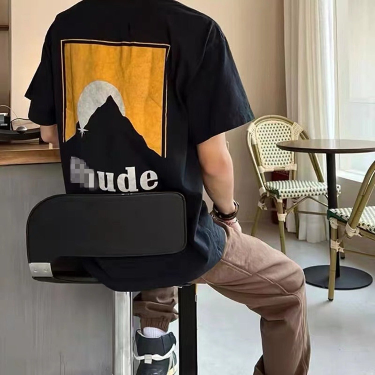 Rhude T Shirt Classic Sunset Theme Printed Short Sleeve T-Shirt