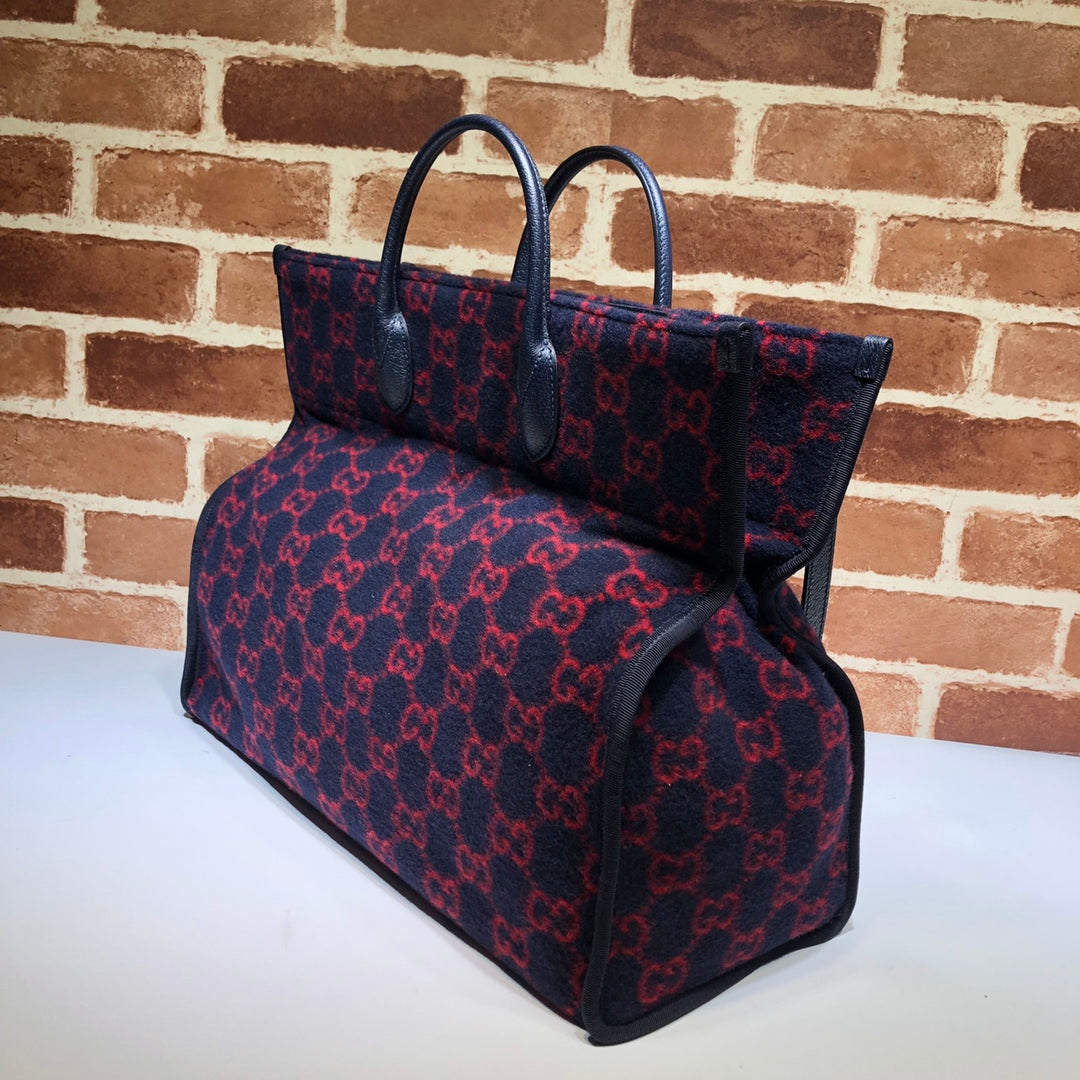 ＧＣＣＩ GG WOOL BLUE/RED TOTE BAG