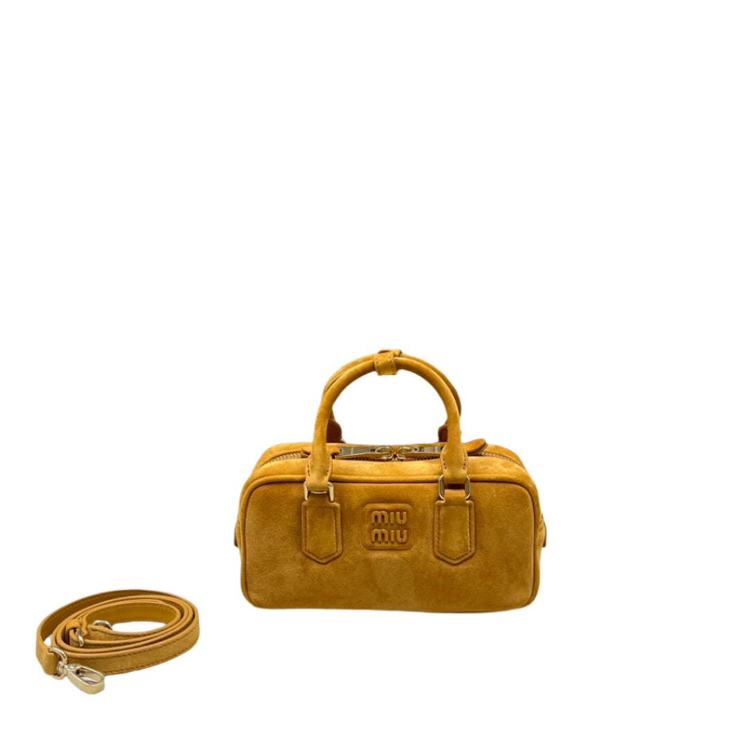 ＭＩ ＭＵ ARCADIE PADDED SUEDE TOP-HANDLE BAG