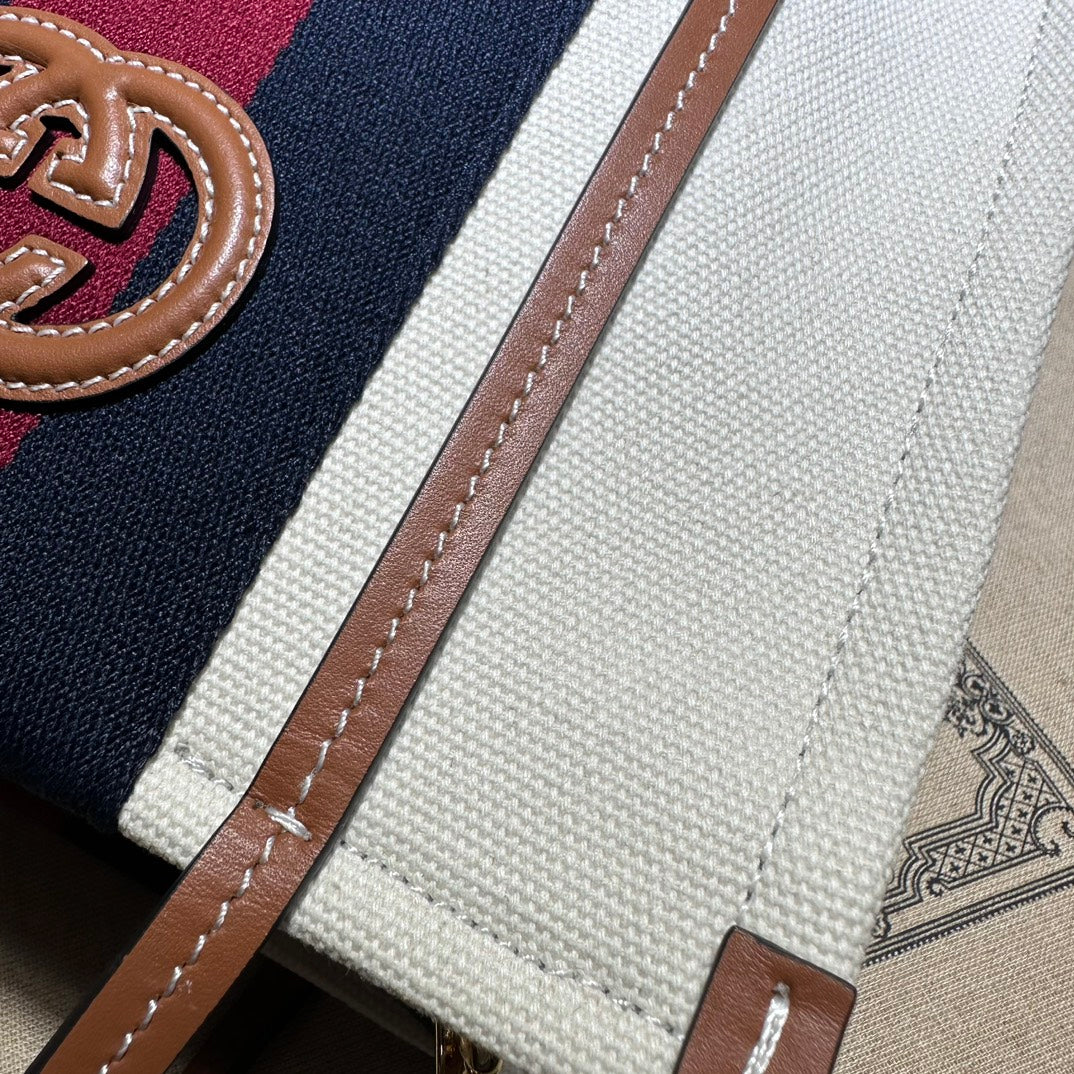 ＧＣＣＩIVORY CANVAS WEB INTERLOCKING G TOTE SMALL