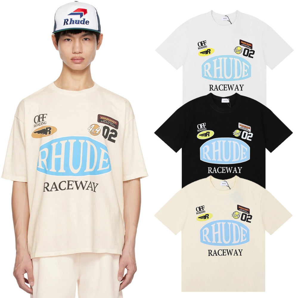 Rhude T Shirt Racing Track Letter Print Short Sleeve T-Shirt