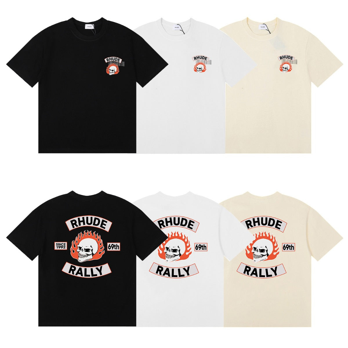 Rhude T Shirt Micro Label Letter Skull Print Short Sleeve T-Shirt