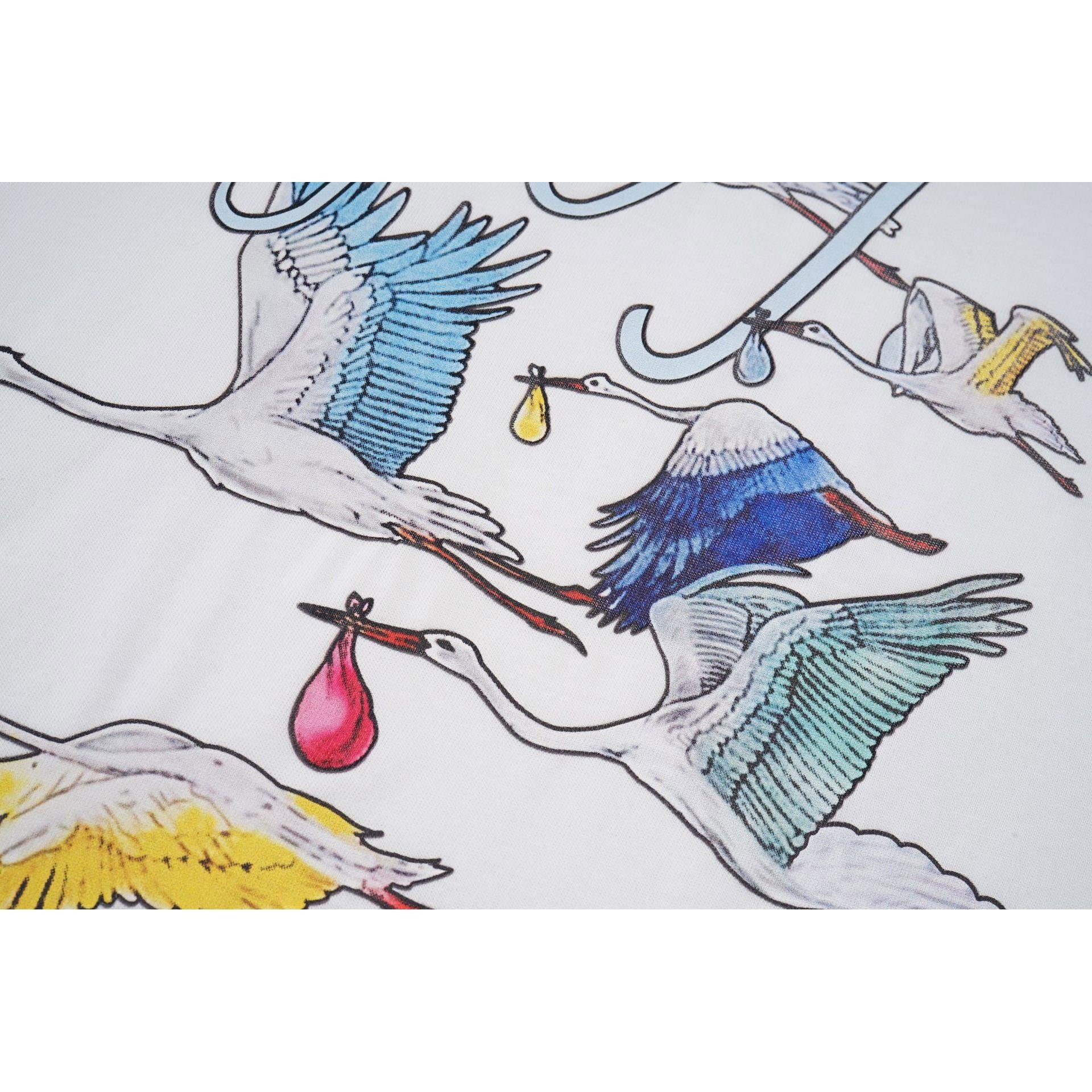 Casablanca T Shirts Colored Crane Print Crew Neck Tee