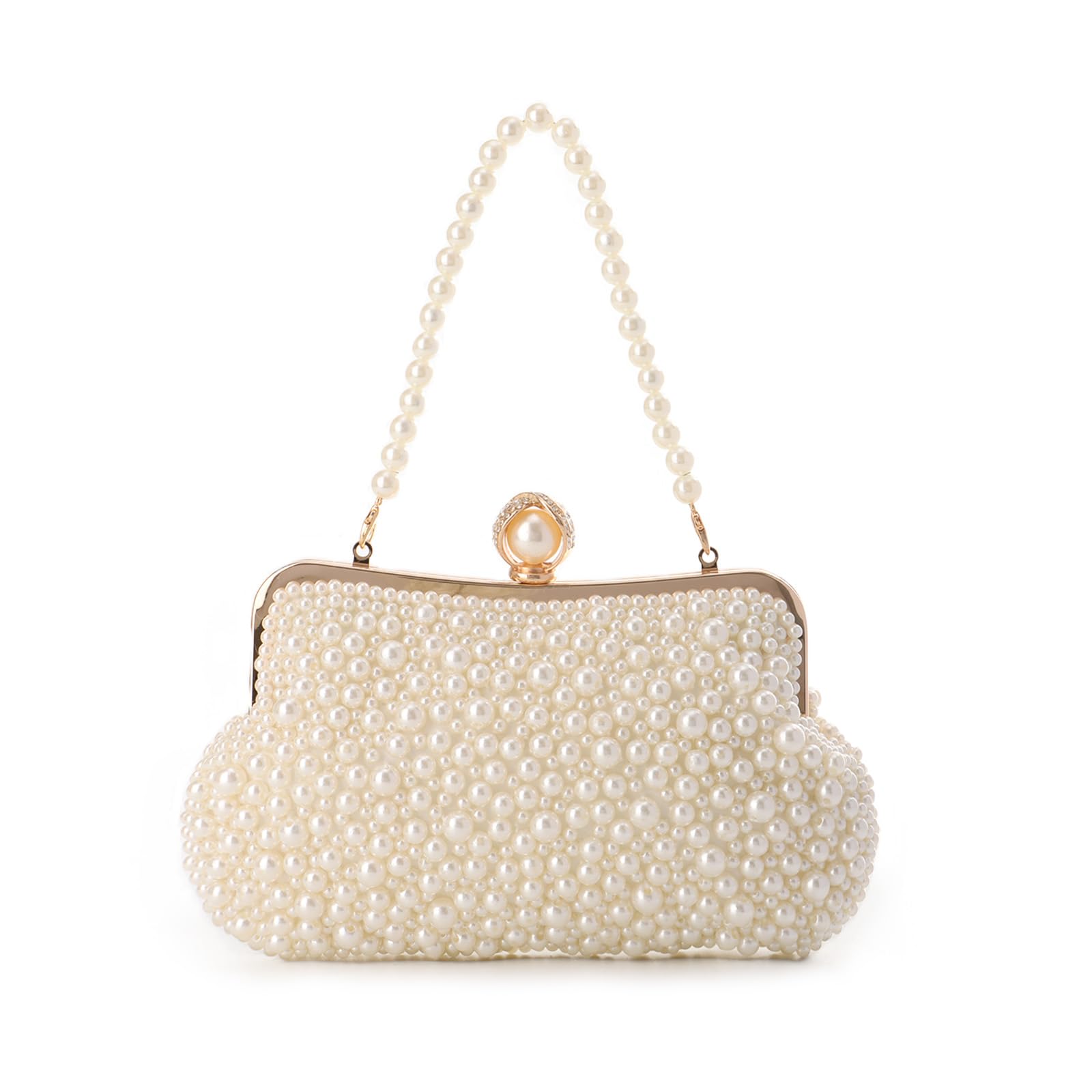 Elegant Pearl Beaded Clutch for Weddings & Events