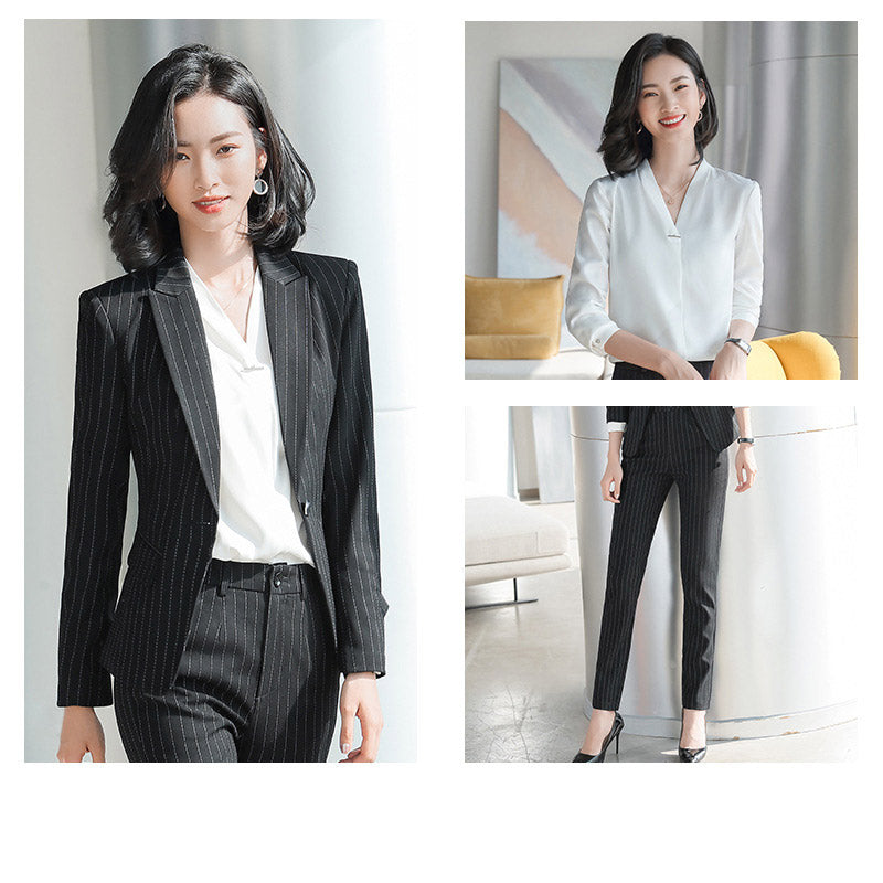 Interview Suit Women's Suit Jacket Women's Striped Casual Fashion