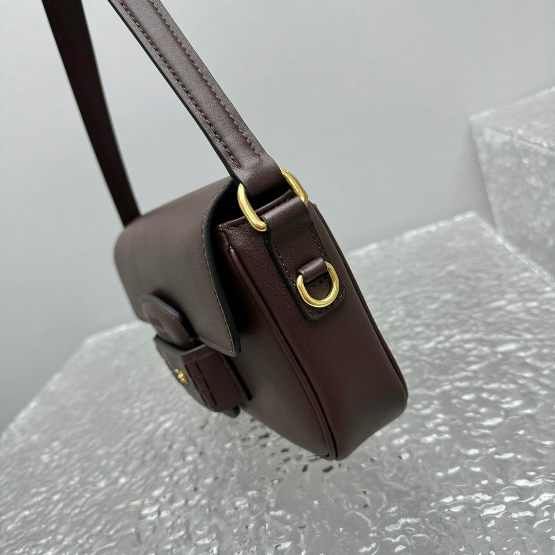 ＭＩ ＭＵ PENNY NAPPA LEATHER SHOULDER BAG BRIARWOOD