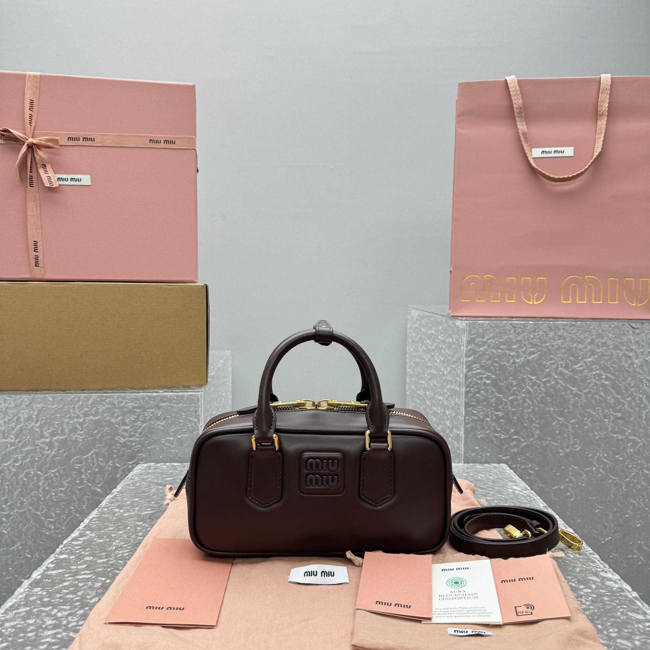 ＭＩ ＭＵ ARCADIE LEATHER BAG BRIARWOOD